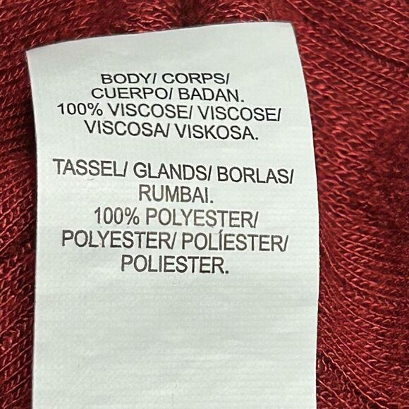 Lucky Brand Brick Red Top Women’s Large Long Sleeve Boho Blouse Tassel Popover - Picture 13 of 14